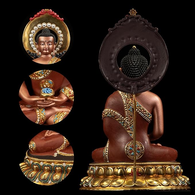 Buddha Statue Indoor, Handmade Tibetan Buddhism Copper Decoration, Hand-Painted Buddhist Budda, Hinduism Nepalese Craft Meditation(5.51", Amitabha)