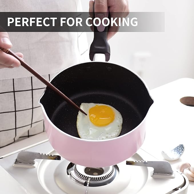 Nonstick Saucepan Set with Lid, Non Stick 1Qt & 2Qt Sauce Pan Set with Glass Lid Small Pot for Home Kitchen