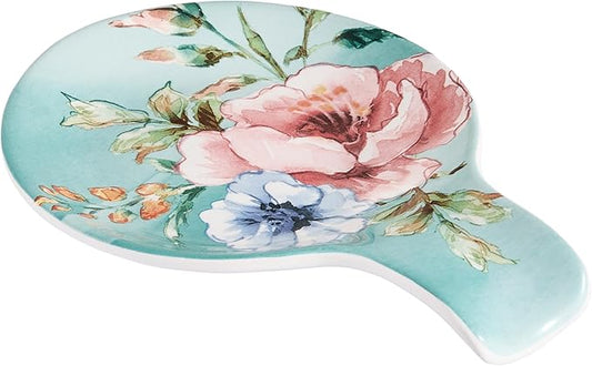 Bico Margret's Garden Spoon Rest for Stove Top, Ceramic Spoon Holder for Kitchen Counter, Easy to Clean Coffee Spoon Rest Dishwasher Safe, Kitchen Cooking Utensil Rest for Ladles Spatula