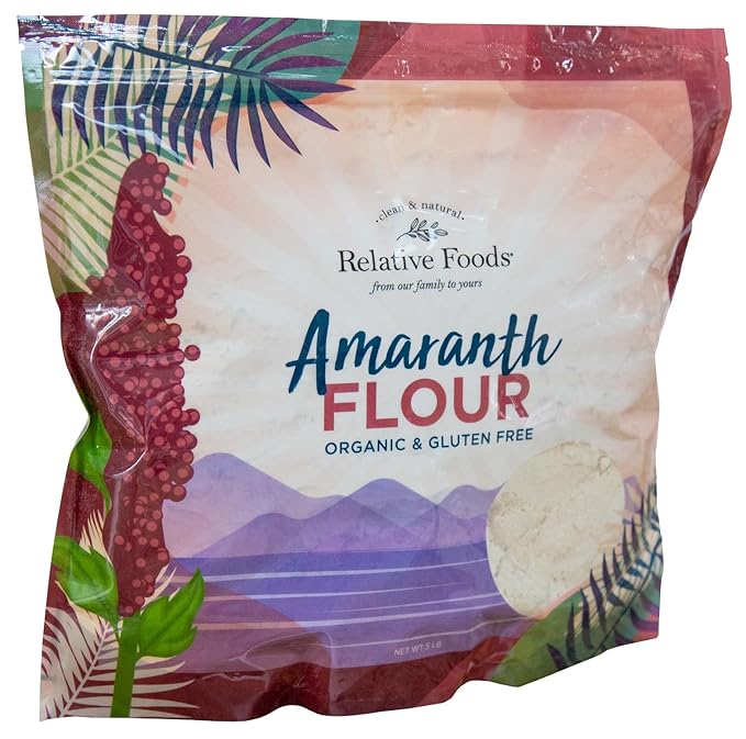 Relative Foods Organic Amaranth Flour – Gluten-Free, High Protein Organic Millet Flour – Amaranth Powder Ideal for Baking, Thickening, Flatbreads & More – 5lb Bag