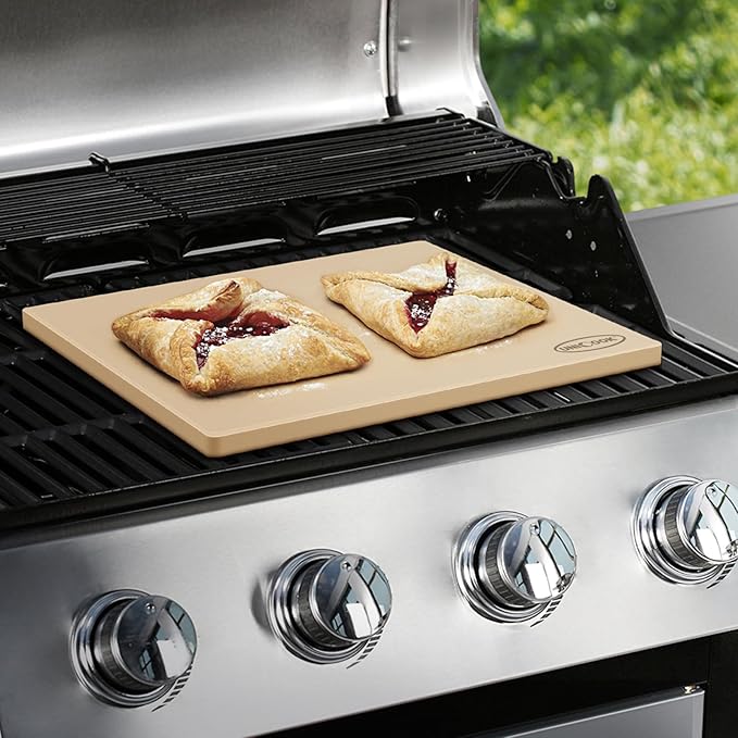 Unicook Large Rectangular Pizza Stone for Oven and Grill 20" x 16" x 0.6", Thermal Shock Resistant Cordierite Baking Stone, Ideal for Baking Crispy Pizzas, Bread and Cookies, Dough Cutter Included