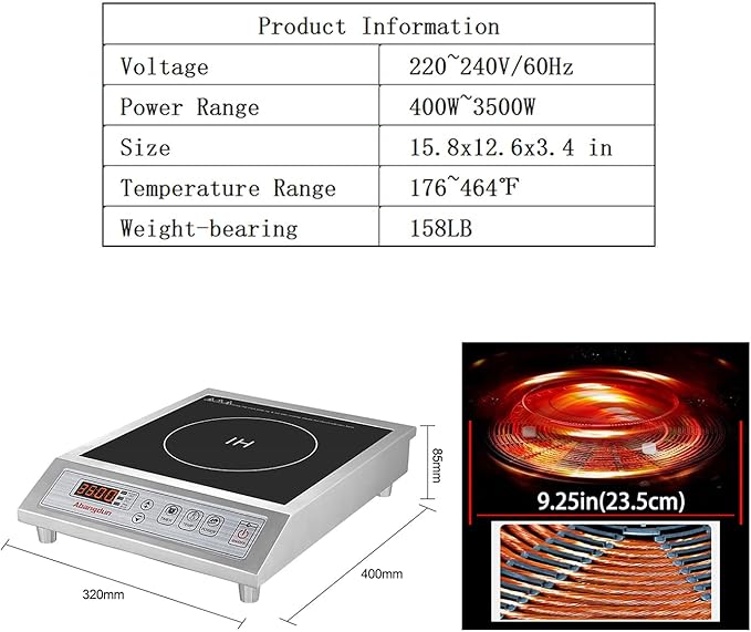 Commercial Induction Cooktop Induction Burner Lower Power Even Heating Hot Plate 3500W /220V