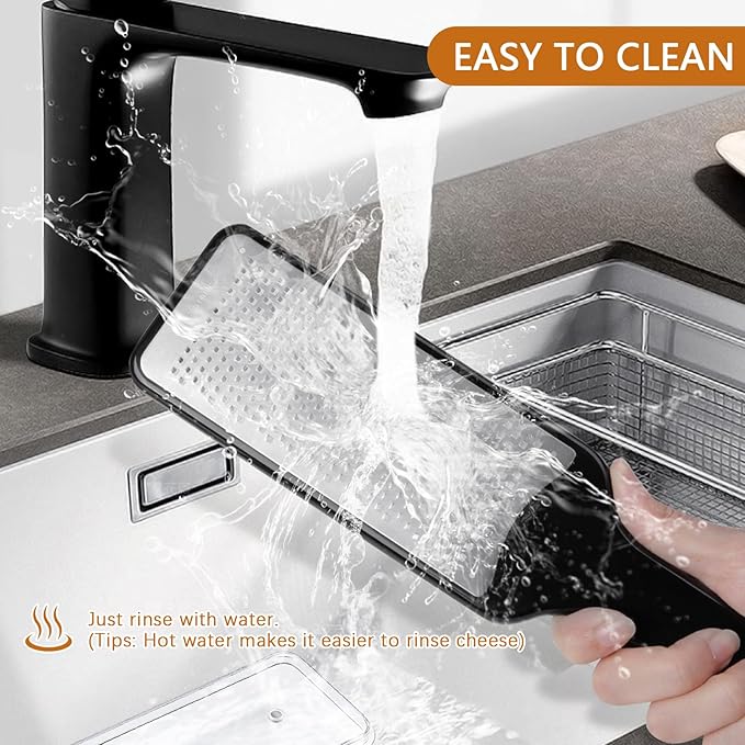 LHS Citrus Lemon Zester Cheese Grater with Container - Stainless Steel Kitchen Tool for Parmesan Cheese, Ginger, Garlic, Nutmeg, Chocolate, Fruits, Dishwasher Safe