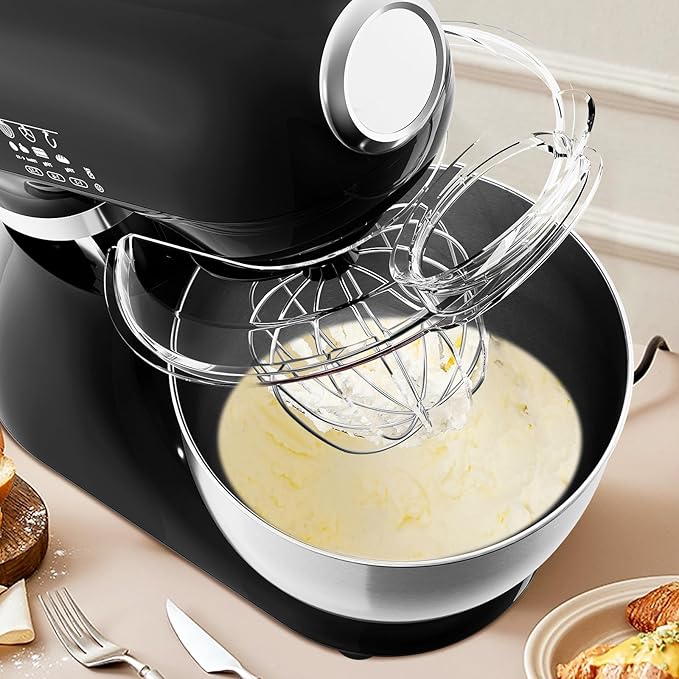 Stand Mixer With 12 Speed,5.3 Quart Electric Mixer With Tilt Head, Kitchen Mixer for Daily Use with Egg Whisk,Dough Hook,Flat Beater,BLACK