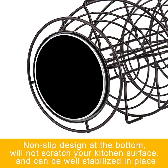 Toplife Spiral Design Metal Egg Skelter Dispenser Rack, Storage Display Rack, Brown