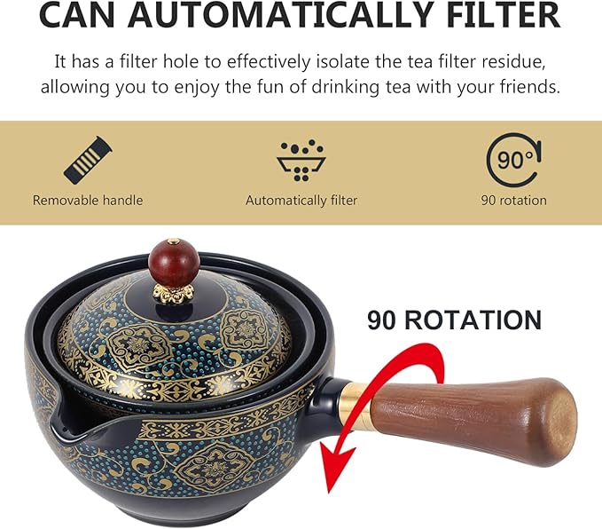 Chinese Ceramic Teapot Classical Porcelain Chinese Gongfu Tea Set 360 Rotation Ceramic Teapot with Tea Strainer for Loose Leaf Tea