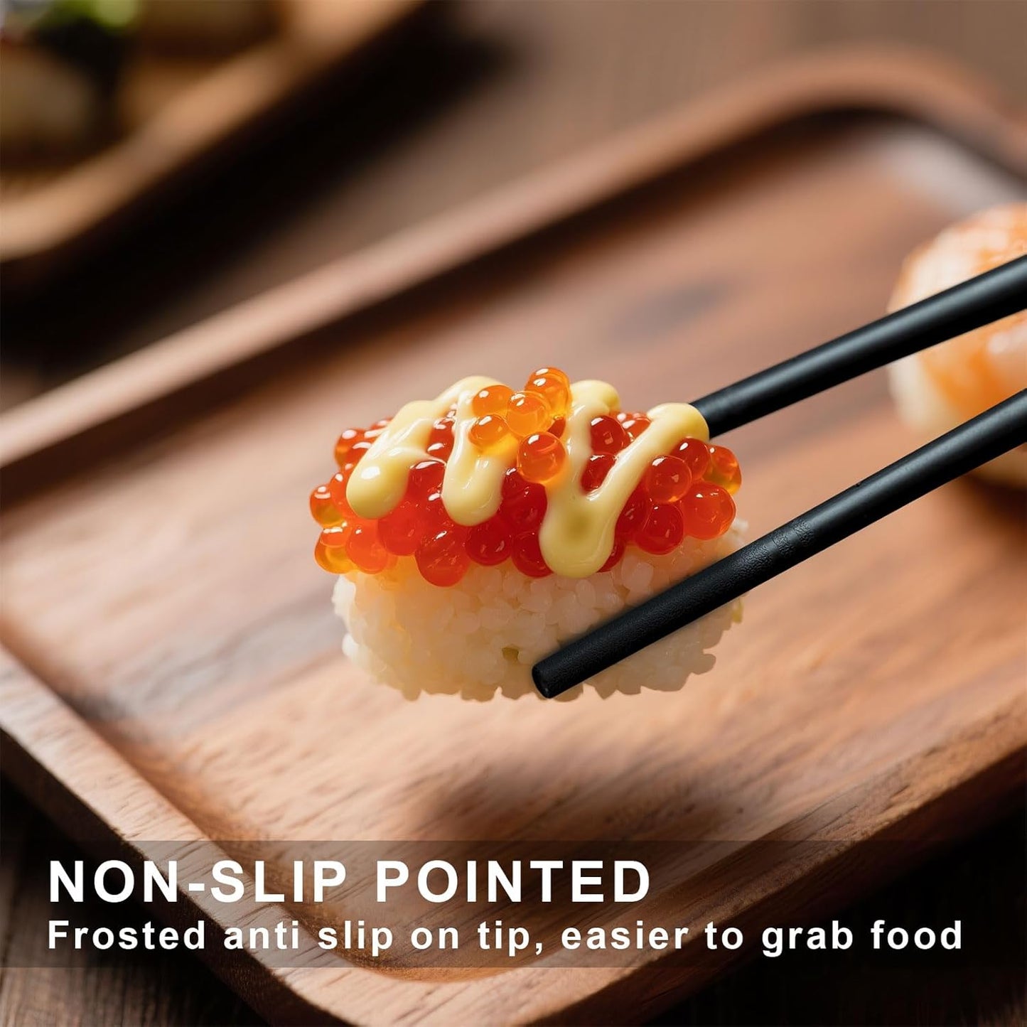 Chopsticks Reusable 5 Pairs Fiberglass Chopsticks Dishwasher Safe Square Lightweight Non-Slip Chop Sticks Set (silvery-1)