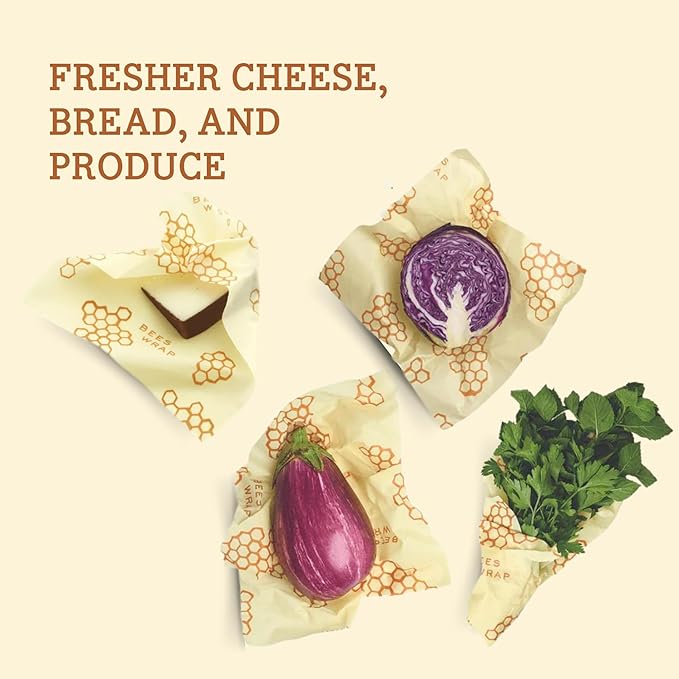 Bee's Wrap Beeswax Wraps for Food - Honeycomb Bread Wrap - Made in USA Reusable Bread Storage Bags - Organic & Eco-Friendly Alternative to Aluminum Foil, Sourdough Bags & Plastic Wrap