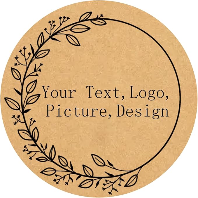 Custom Stickers Kraft Paper Labels Personalized Withe Text, Business Logo Customized Food Jars Labels Bakery Label Sticker Package Favor Canning Circle 100pcs (Style 12)