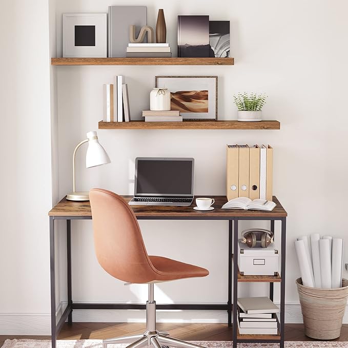 HOOBRO Floating Shelves for Wall, Wall Mounted Shelf Set of 2, 39.4" Hanging Shelf with Invisible Brackets, for Wall Bathroom, Bedroom, Toilet, Kitchen, Livingroom, Office, Rustic Brown BF100BJP201G2