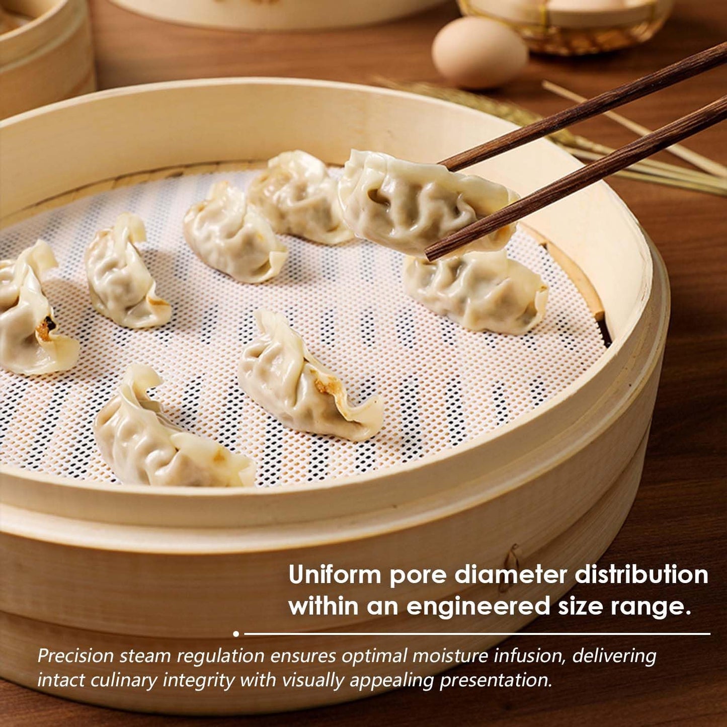 Bamboo Steamer Silicone Liners 10-Inch 6Pcs, BPA Free, Reusable & Non Stick for Food Steamer, Air Fryer, Steaming Dumpling Dim Sum Vegetable, Round Mesh Parchment Baking Sheet Paper