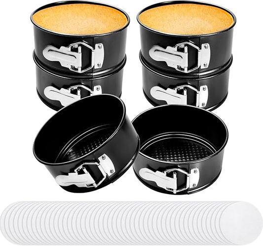 6 Inch Non Stick Spring form Pan with Stainless Steel Spring Buckles,Round Carbon Steel Cake Mold with Removable Bottom for Baking Kitchens and Restaurants (6)