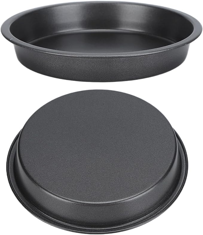 2Pcs Pizza Pan, 6in/9in/10in/12in Deep Dish Round Pizza Pan for Oven, Non Stick Thickened Carbon Steel Baking Pan for Home Kitchen, Dishwasher Safe(9in)
