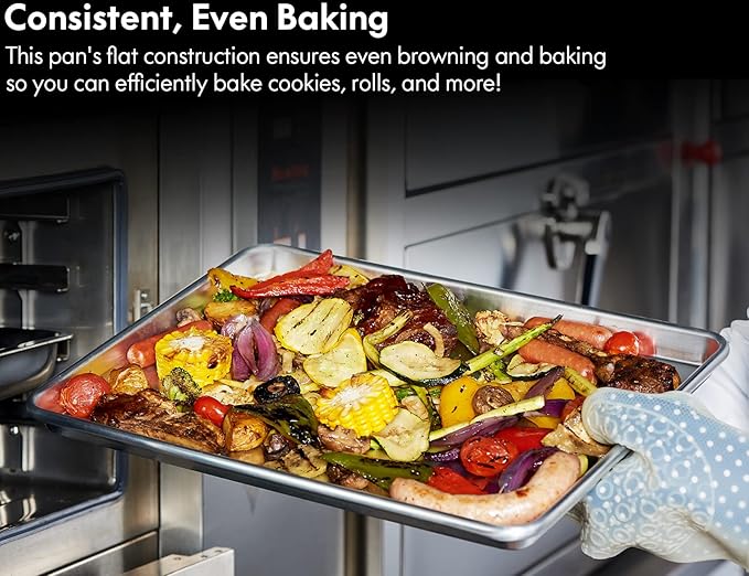 CURTA 12 Pack Aluminum Sheet Pan, NSF Listed Half Size 18 x 13 inch Commercial Bakery Cake Bun Pan, Baking Tray