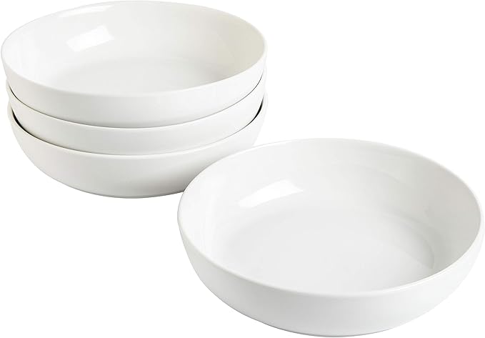 Gibson Home Zen Buffet 4-Piece 41oz Salad Bowls Porcelain Ceramic Chip and Scratch Resistant Pasta Bowl, Serving Bowls, Soup Bowls Set, Large Capacity, Dishwasher & Microwave Safe White