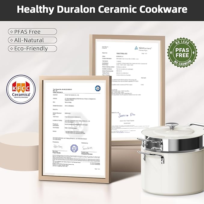 Nuwave Lux 13pc Forged Lightweight Cookware Set PFAS Free, Healthy G10 Duralon Ceramic Coating, Ultra Non-Stick, Stay-Cool Handles, Works on All Cooktops & Induction Ready