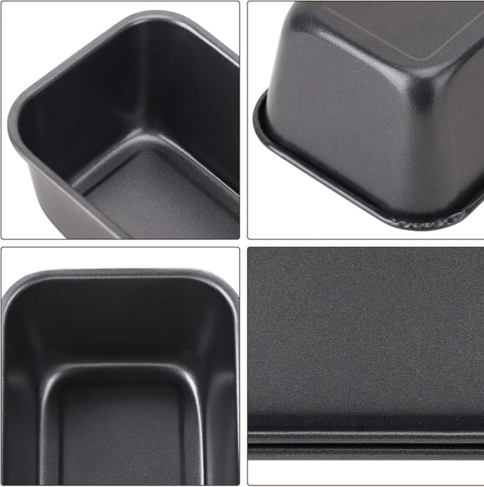 Beasea Long Loaf Bread Pan, 12x4 Inch 2 Set Rectangle Loaf Pan, Nonstick Bread Pans Carbon Steel Toast Pan Black Cake Pan Loaf Baking Pans Bakeware for Oven Baking
