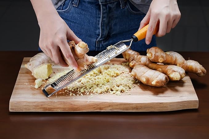 Deiss PRO Citrus Lemon Zester & Cheese Grater — Parmesan Cheese, Lemon, Ginger, Garlic, Nutmeg, Chocolate, Vegetables, Fruits - Razor-Sharp Stainless Steel Blade + Protect Cover - Dishwasher Safe