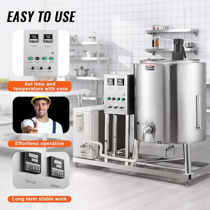 VEVOR Milk Pasteurizer 150L, Commercial Milk Pasteurization Machine, Food Grade 304 Stainless Steel, Professional Pasteurization with Time and Temperature Control, for Milk Juice Yogurt Sterilization