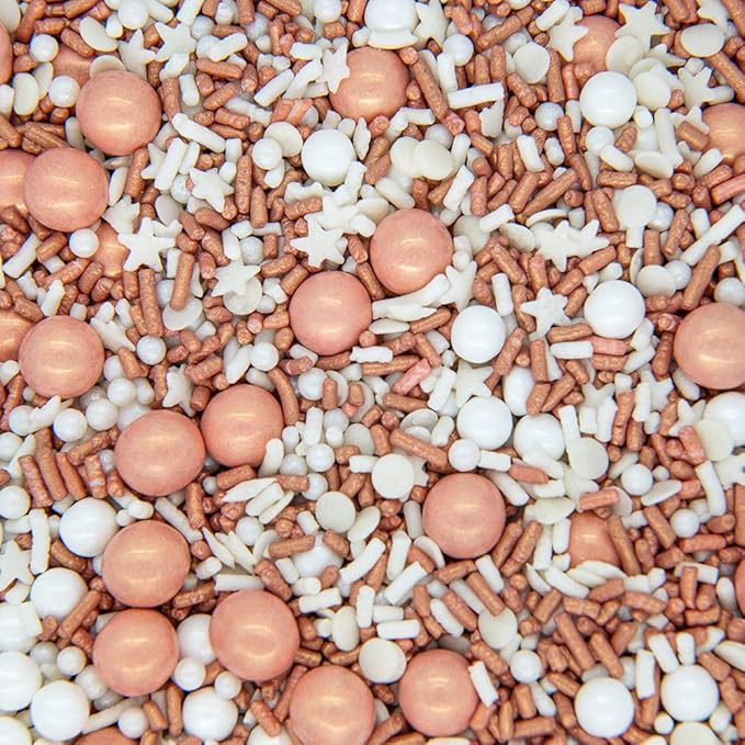 Sprinkles for Cake Decorating Edible Cake Decorations Fancy Rose Gold Sprinkles Cupcake Decorations Cake Sprinkles for Cupcake Decorating Rose Gold Cake Decorations with Rose Gold Sixlets Sugar Pearls