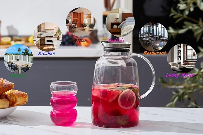 Purefold Pitcher with Lid, 109 Ounces Water Pitcher, Heat Resistant Leakproof, Borosilicate Glassware for Boiling Water, Iced Tea, Juice, Milk, Coffee, Lemonade, Hot and Cold Beverages