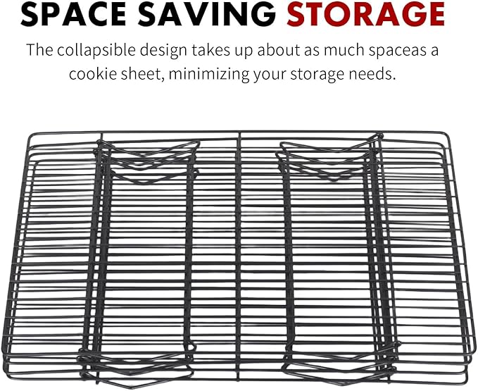 ShellKingdom Cooling Racks, Stainless Steel Non-Stick Baking Racks And Oven Safe Wire Cool Racks for Cookies, Cakes and Baking, 4-Tier, Foldable