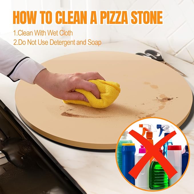 Round Pizza Stone for Grill 16 inch with Handles - Heavy Duty Cordierite Pizza Stone for Oven -Thermal Shock Resistant Baking Stone, Includes Metal Rack & Scraper