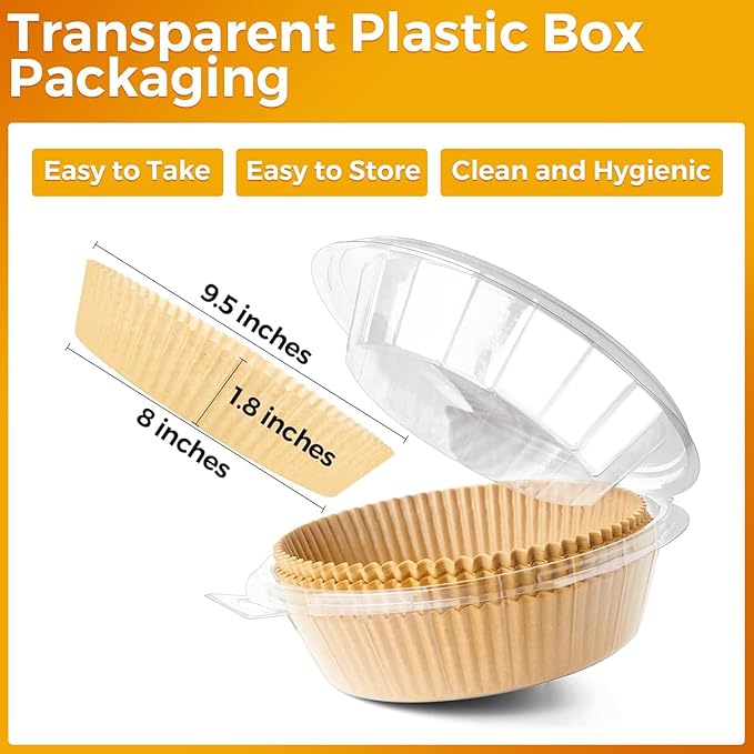 100Pcs Air Fryer Paper Liners Disposable, 8 Inch Max Xl Large Cooker Air Fryer Disposable Paper Liners, Oil Proof Parchment Sheets Round Basket Bowl Liner for Baking