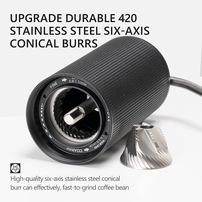 TIMEMORE Manual Coffee Grinder with Stainless Steel Espresso Coffee Bean Grinder Chestnut C3 ESP Internal Adjustable Setting, Double Bearing Positioning Black