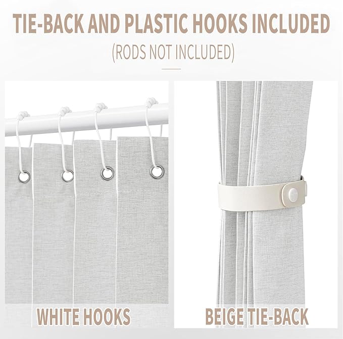 Vatge Accordion Door Curtains for Closet, Laundry Room Curtain for Doorway, Hallway Curtain for Space Privacy, 1 Panel with Tieback, W39 x L78, Stone White