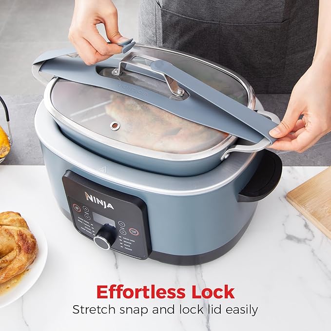 Goldlion Silicone Lid Latch Strap Compatible with Ninja Crockpot Slow Cooker - Secure Lid Lock & Transport Accessories for Ninja Foodi Possiblecooker, 2 Pack