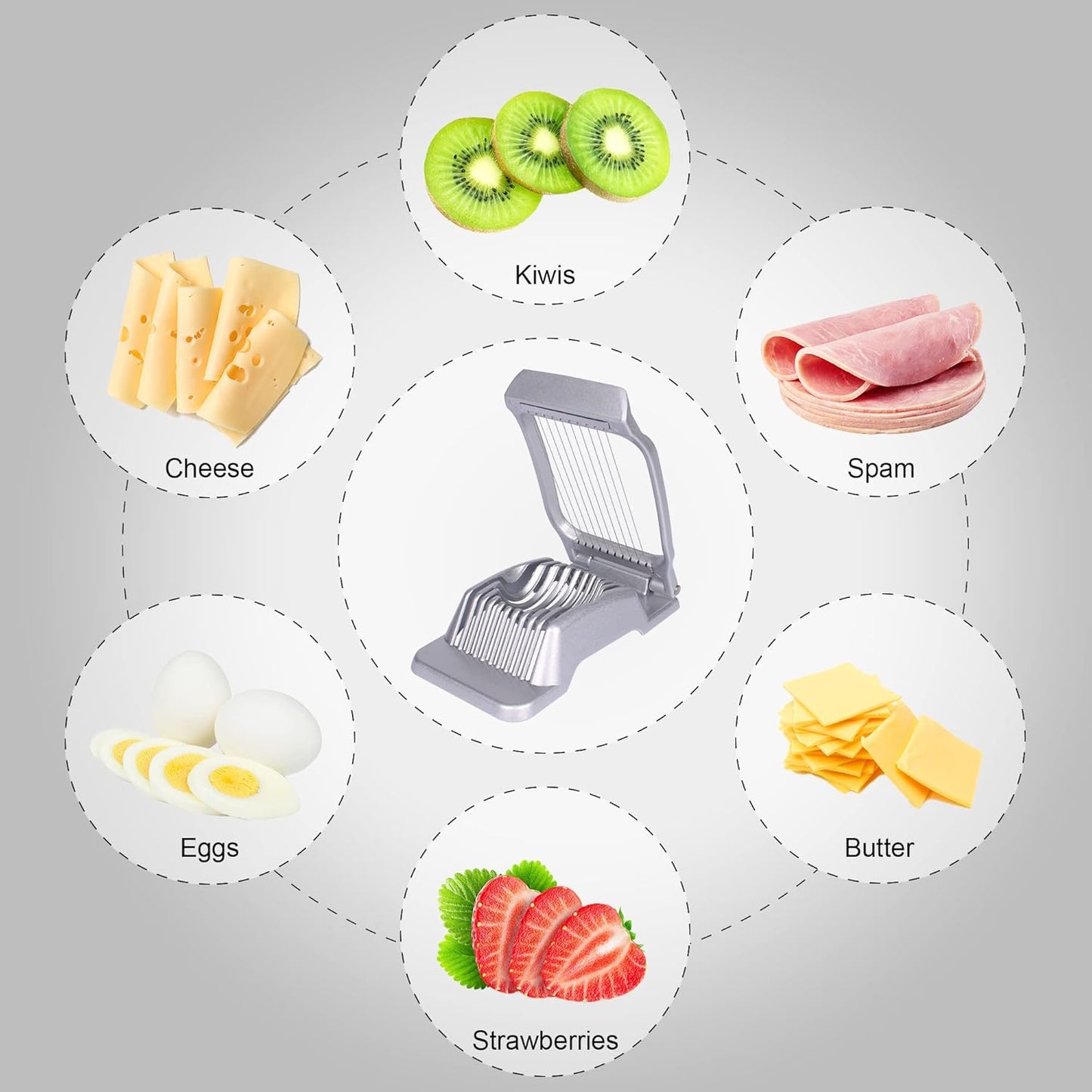 Egg Slicer for Hard Boiled Eggs Egg Cutter Strawberry Slicer Heavy Duty Aluminium Tomato Slicer Stainless Steel Wire Multipurpose Egg Slicer Dicer for Soft Fruit Mushroom Home Use
