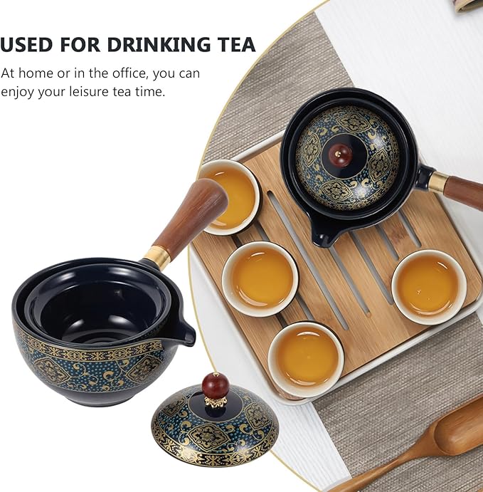 Chinese Ceramic Teapot Classical Porcelain Chinese Gongfu Tea Set 360 Rotation Ceramic Teapot with Tea Strainer for Loose Leaf Tea
