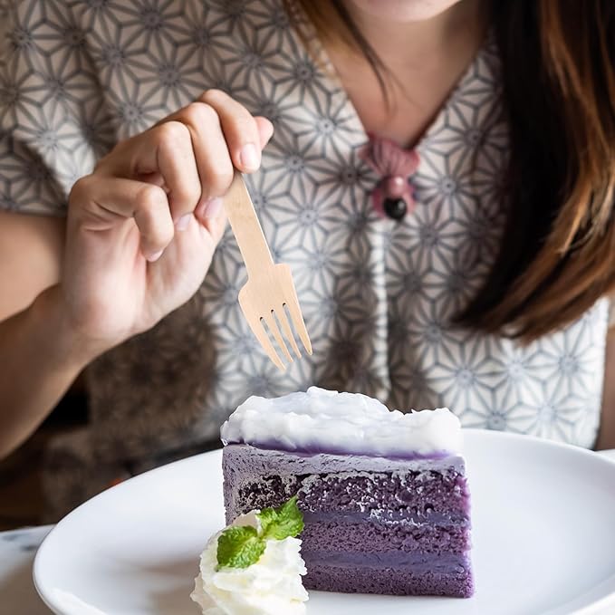 ECOLipak 300 Count Wooden Forks Disposable, Wooden Disposable Compostable Forks for Eating, Party, Camping, Traveling, Family Dinners