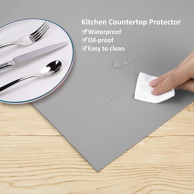 Silicone Mat Heat Resistant Mats for Countertop, Multipurpose Large Silicone Mats for Crafts Kitchen Workbench Size 48x24 inches Thick 2mm,Rolled Package,Grey