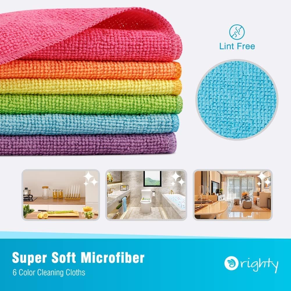 Orighty Cleaning Cloths Pack of 60, Highly Absorbent Microfiber Cleaning Supplies, Lint Free Cloths for Multiple-use, Powerful Dust Removal Clean Rags for House, Kitchen, Car Care(12x12 inch)