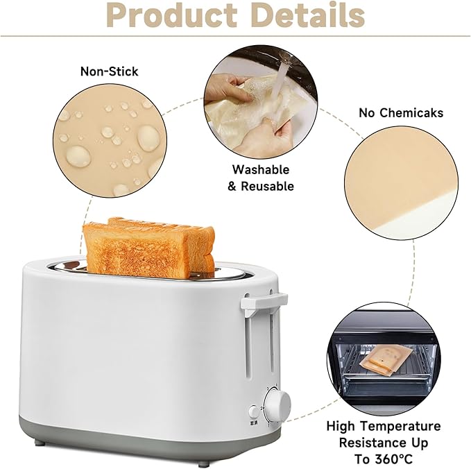 QTLCOHD 24 Pack Toaster Bags, Reusable Nonstick Toaster Grilled Cheese Bags Sleeves, Fiberglass Heat Resistant Sandwich Bag for Snacks Bread