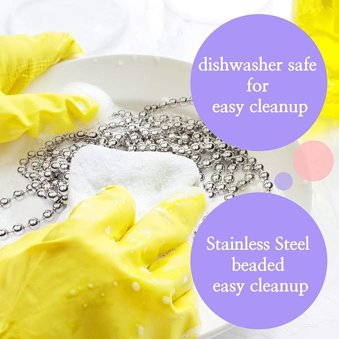 Durable Baking Supplies: Stainless Steel Chain Pie Weights, Reusable and Easy to Clean, Odorless, Safe Pie Weights for Pie Crusts, Oven Safe Baking Beads (6 feet)