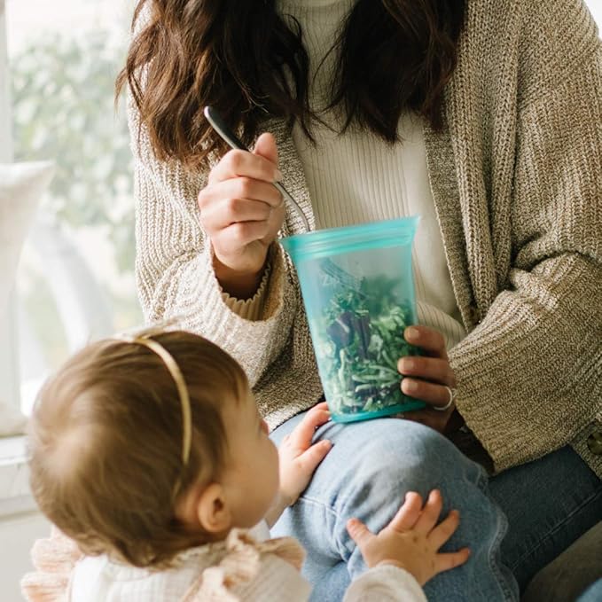 Zip Top Reusable Food Storage Bags | Medium Cup [Lavender] | Silicone Meal Prep Container | Microwave, Dishwasher and Freezer Safe | Made in the USA