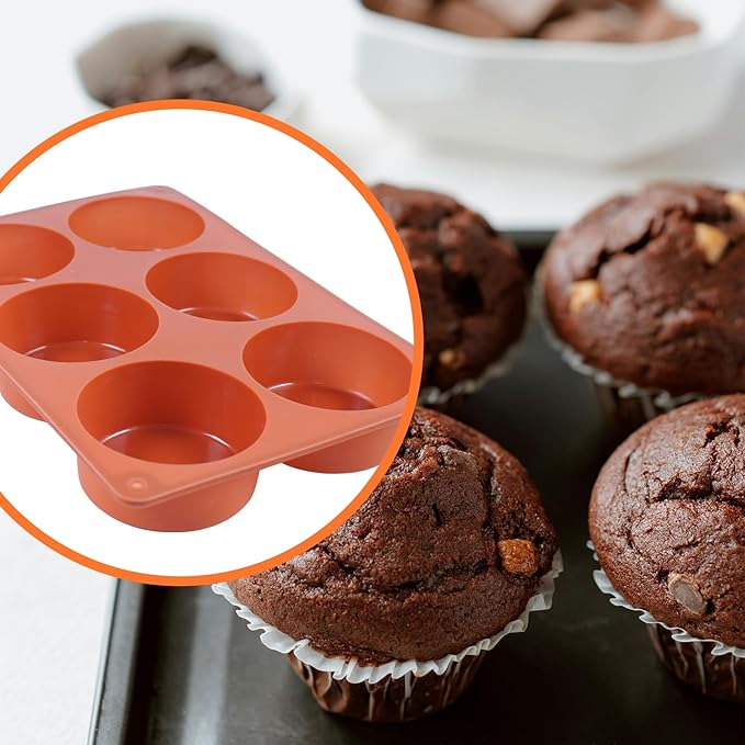2PCS Muffin Pan, 6 Cup Silicone Cake Moulds for Baking, Silicone Muffin Cases, Non Stick Muffin Tin, Cookies Jelly Mould - BPA Free and Dishwasher Safe