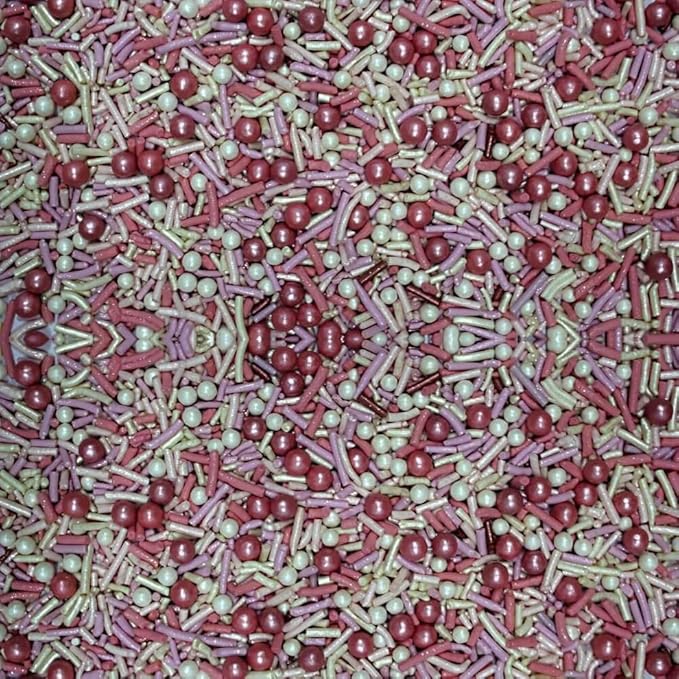 Confect Sprinkles- Fusion Mashup Pink & White Sprinkle Mix with Pearl Balls – Cake Decorating Topping, Baking Sprinkles – Perfect for Cakes, Cupcakes, and Desserts - Vegan, Gluten-Free, Nut-Free, Soy-Free, Dairy-Free, Palm Oil-Free - 4.2 Oz