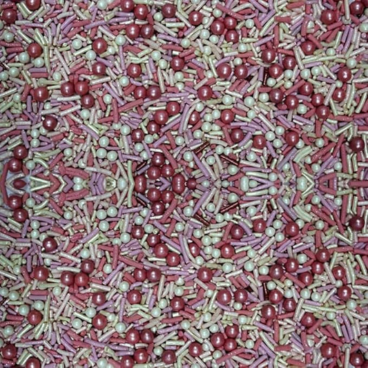 Confect Sprinkles- Fusion Mashup Pink & White Sprinkle Mix with Pearl Balls – Cake Decorating Topping, Baking Sprinkles – Perfect for Cakes, Cupcakes, and Desserts - Vegan, Gluten-Free, Nut-Free, Soy-Free, Dairy-Free, Palm Oil-Free - 4.2 Oz