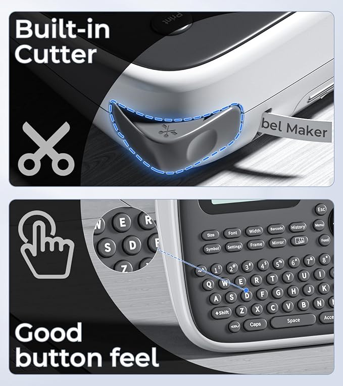 Label Maker Machine with Tapes, Label Makers, Label Maker Waterproof-Labels, Labeler Machine with-Tape 12mm 0.47 Laminated White, D210s Inkless Portable Labeling Machine for Home School Office