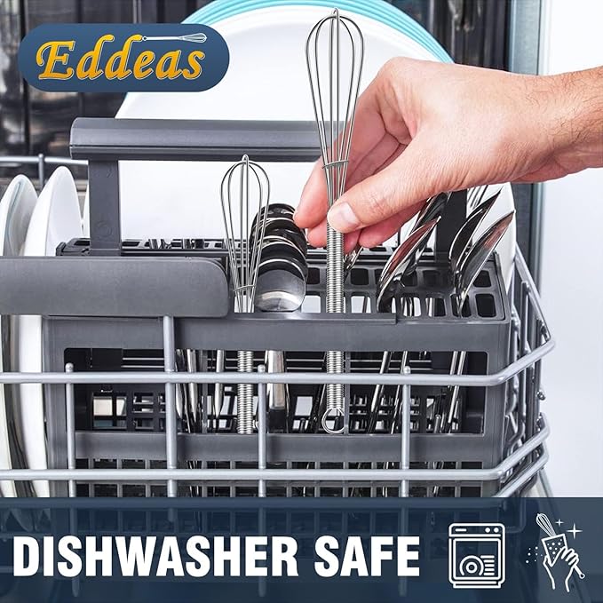 Small Whisk Stainless Steel, Mini wire whisk 3 Pieces, 5in, 6in & 7in Tiny Whisks Perfect for Whisking, Beating, Mixing Sauces & Blending Ingredients.