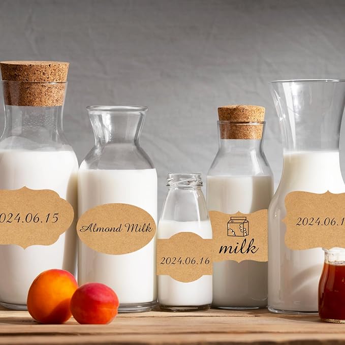 350 PCS Gift Tags Stickers Name Labels Stickers,2" x 1.2" Fancy Shape Stickers Self-Adhesive Handmade Bottle All-Purpose Jar Labels for Presents Cosmetic Decoration Jars Food Craft (Dark Kraft)