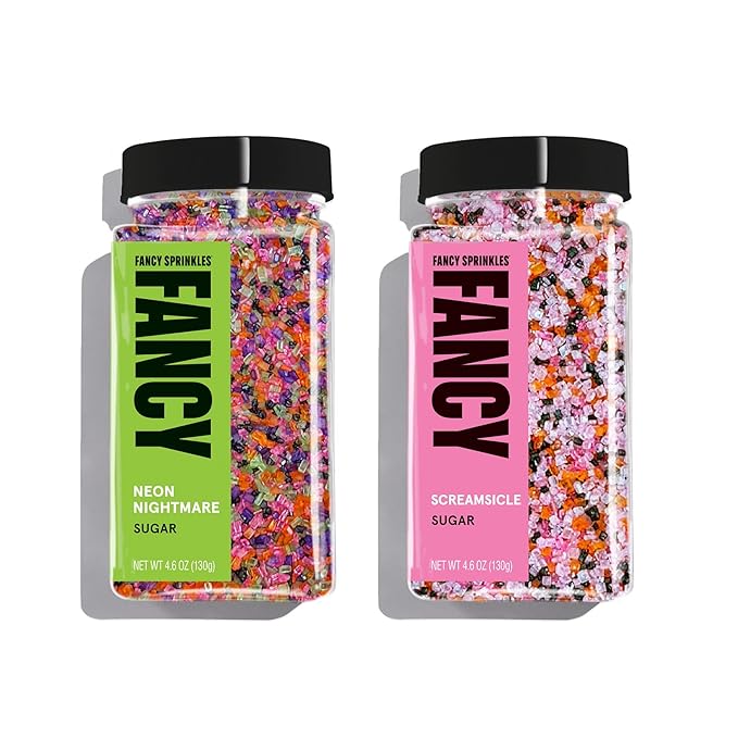 Fancy Sprinkles Limited Edition Halloween Scream & Gleam Sugar Set Includes Scremsicle and Neon Nightmare (4 OZ)
