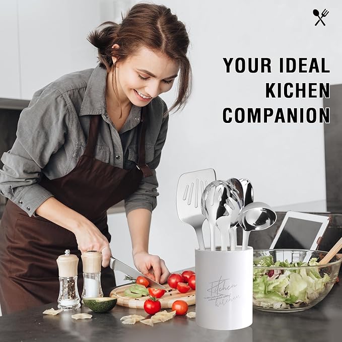 Stainless Steel Cooking Utensils Set, 5PCS Kitchen Utensils Set, Durable Kitchen Gadgets, Ladle, Slotted Turner, Slotted Serving Spoon, Solid Serving Spoon, Pasta Fork