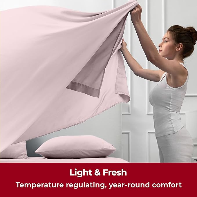 Mellanni Twin Sheets Set - 3 PC Iconic Collection Bedding - Hotel Luxury, Extra Soft, Cooling Bed Sheets - Wrinkle, Fade, Stain Resistant (Twin, Blush Pink)