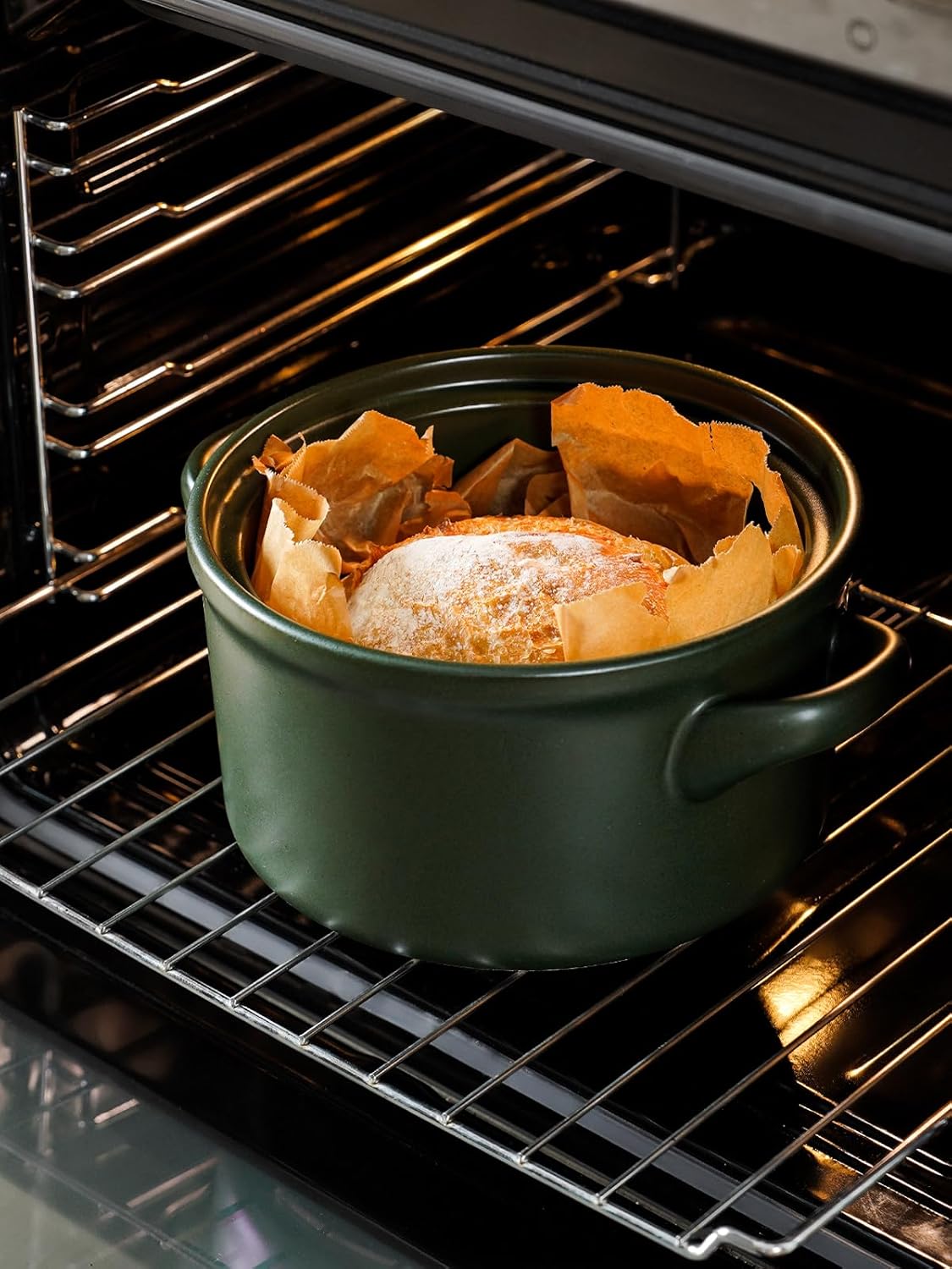LE TAUCI 3 Quart Ceramic Dutch Oven - Lightweight, Non-Toxic, No Seasoning Needed- Oven, Microwave & Dishwasher Safe, Dutch Oven Pot with Lid for Sourdough, Soup & Stew, Forest Green