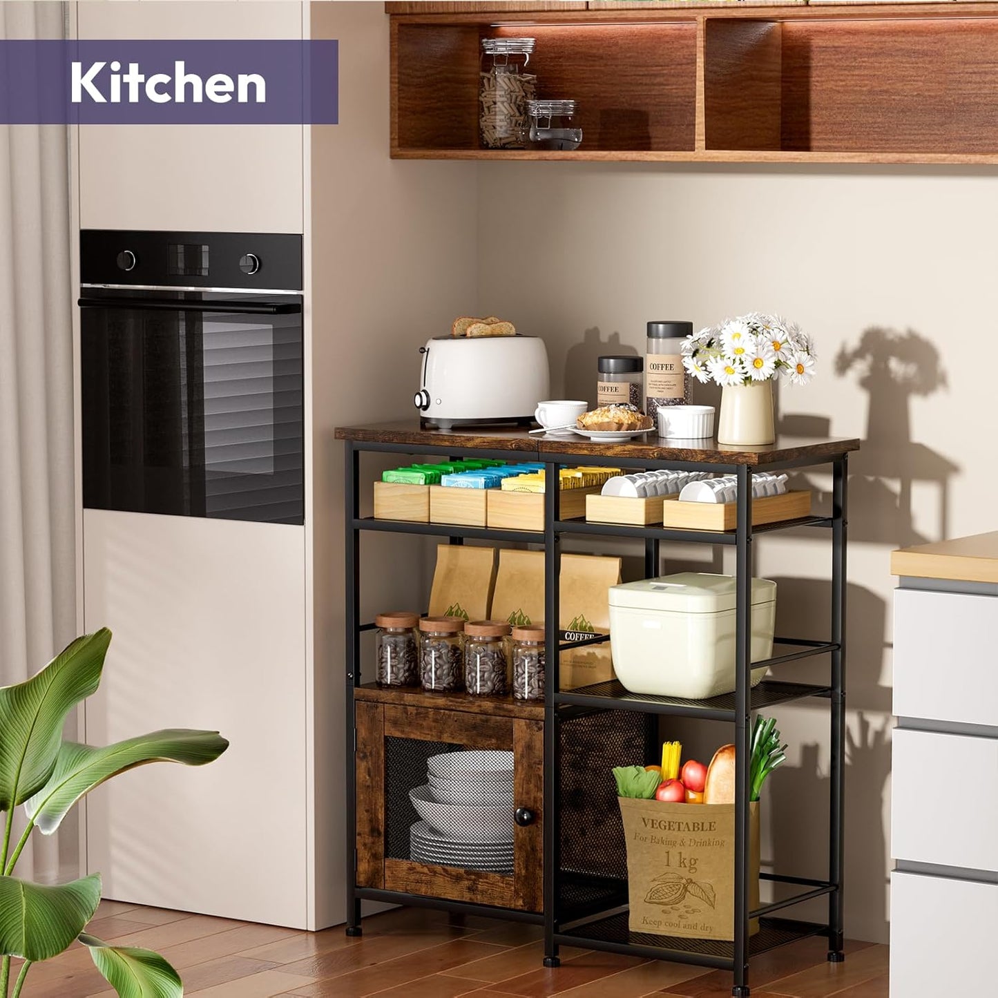 SWTYMIKI Coffee Bar Cabinet Station - Farmhouse Small Coffee Stand Station with Doors, Rustic Storage Organizer for Kitchen, Buffet Sideboard Cabinet Table for Home, Office, Corner, Bar, Espresso